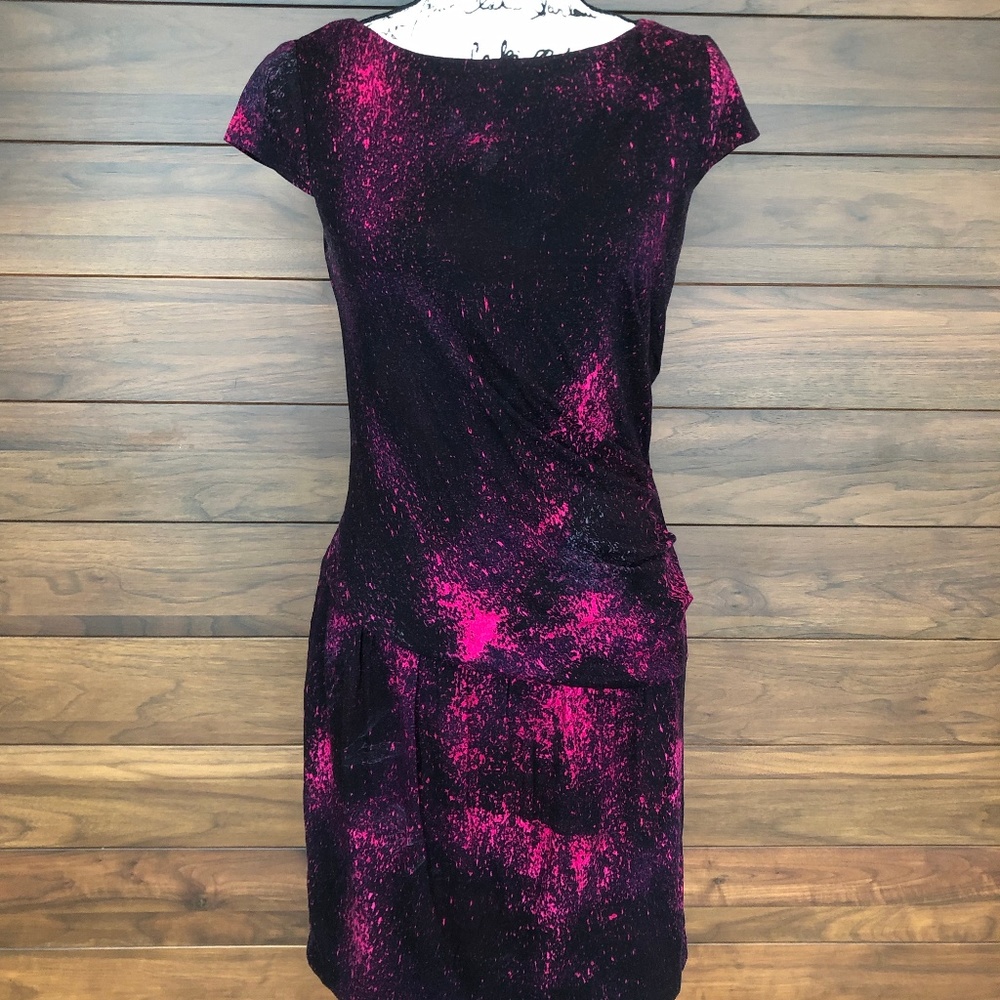 Cap Sleeve Abstract Print Cocktail Dress